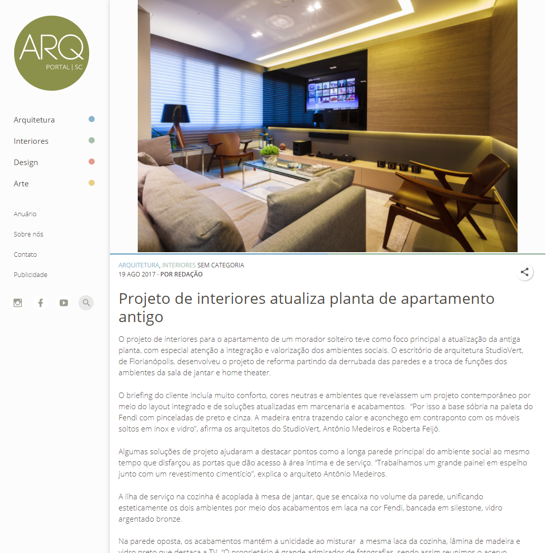 Portal Arq SC – Projeto de interiores atualiza planta de apartamento antigo